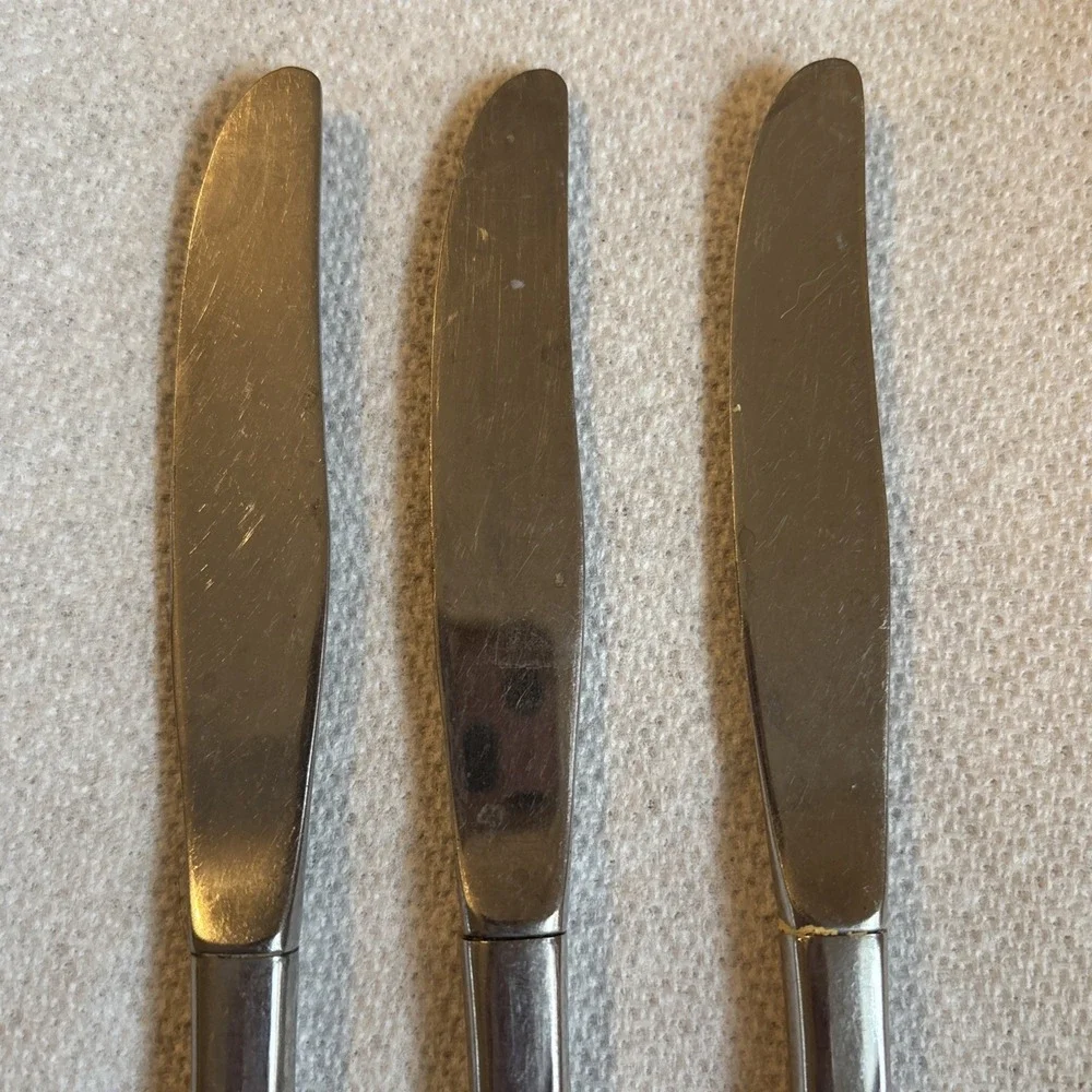 ONEIDA COMMUNITY MY ROSE 3 DINNER KNIVES STAINLESS STEEL FLATWARE SILVERWARE